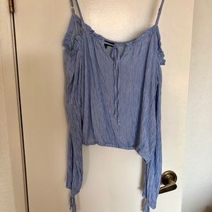 Light Blue Off The Shoulder Cropped Blouse